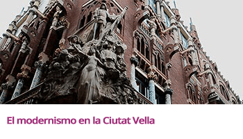 Parte de la fachada del Palau de la Música de Barcelona. Detalle de arquitectura modernista.